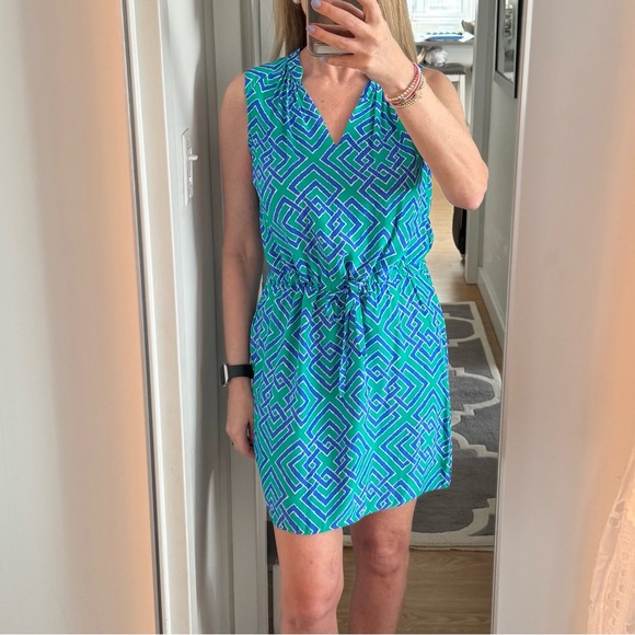 Green and Blue silk mini dress, size S - Picture 1 of 4